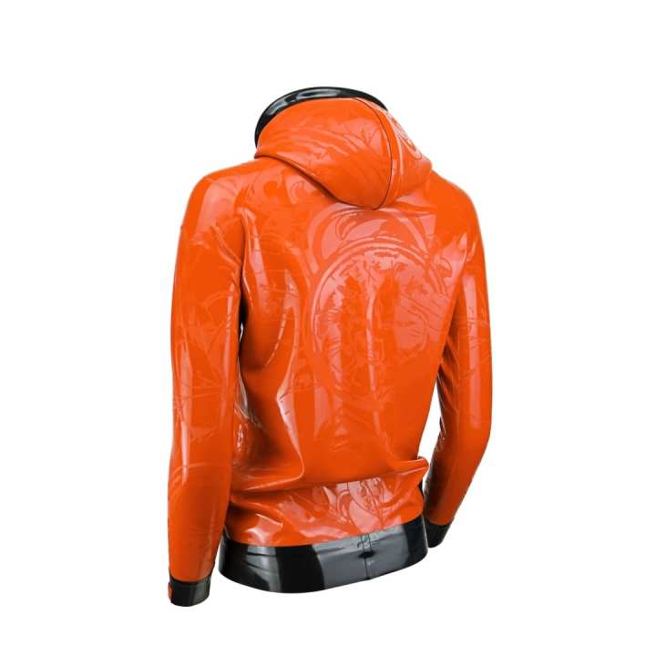 Hoodie STEAMPUNK ELEMENTS „LOOSE FIT“ Latex Laser Edition orange schwarz